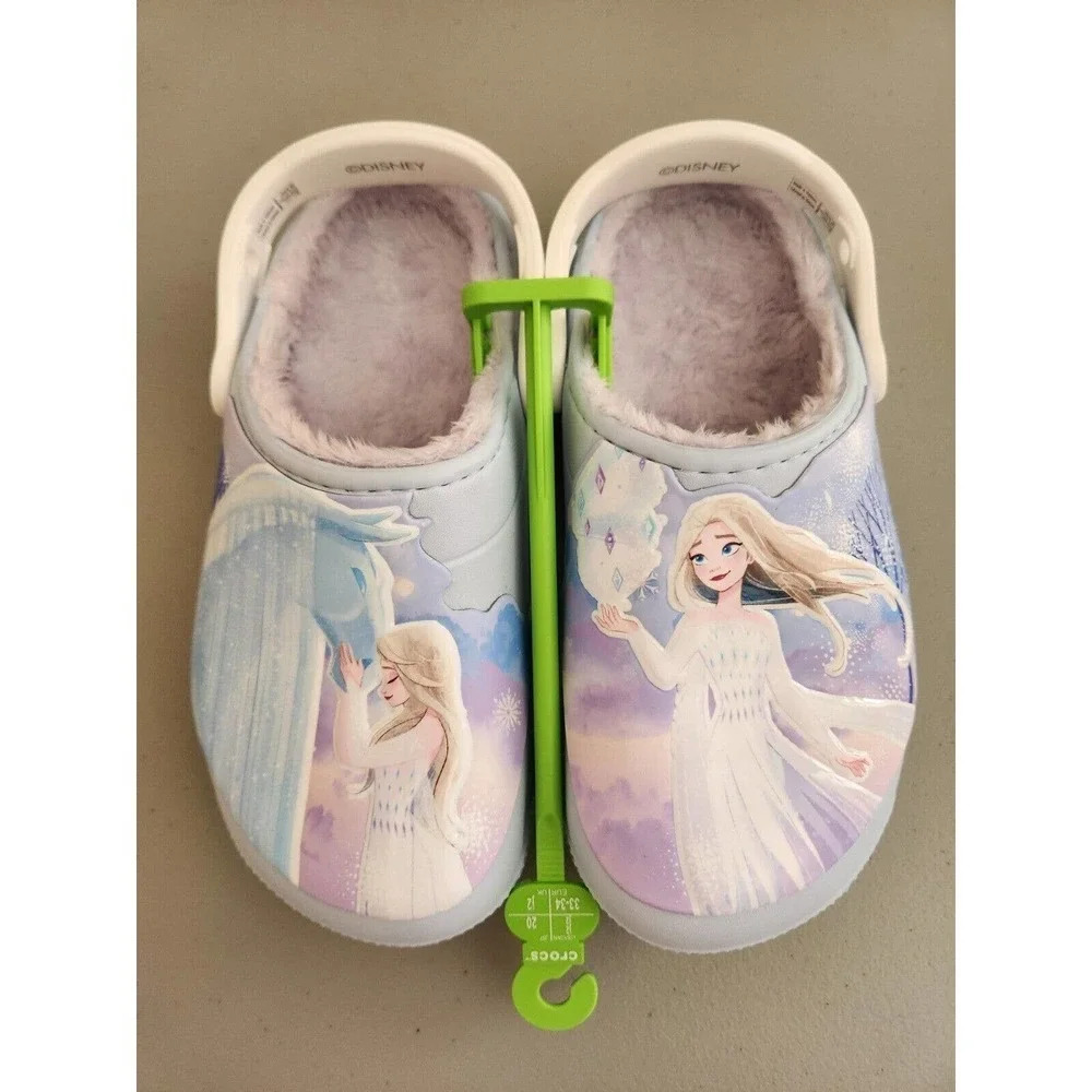 NEW Crocs Disney Slippers Frozen Lined Clogs Elsa Shoes for Girls/Boys Size J2